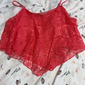 Elegant Lace Red Women's Top